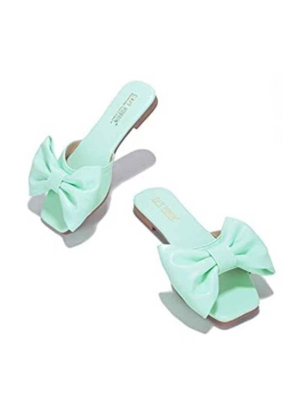 Bow Accent Mint Green Slide Sandals - Women